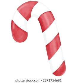 Candy cane in watercolor style. Vector illustration.