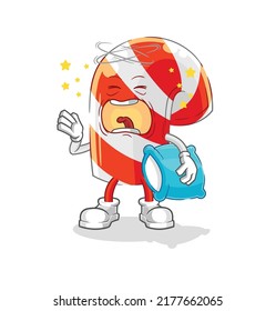 the candy cane yawn character. cartoon mascot vector