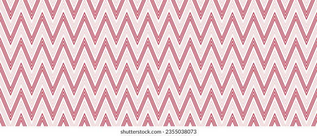 Candy cane zigzag seamless pattern. Red and pink wavy stripes background. Christmas repeating decoration wallpaper. Winter holiday lines backdrop. Xmas peppermint present wrapping print. Vector