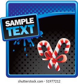 candy canes blue and black halftone grungy ad