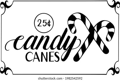 Candy Canes Christmas Sign Vector