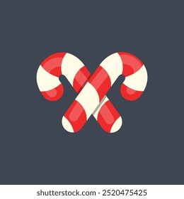 candy canes in flat vector design.