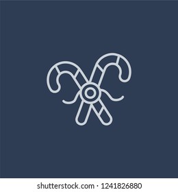 Candy canes icon. Candy canes linear design concept from Christmas collection. Simple element vector illustration on dark blue background.