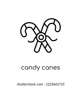 candy canes icon. Trendy modern flat linear vector candy canes icon on white background from thin line Christmas collection, outline vector illustration