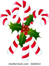 Candy canes, isolated on white, vector