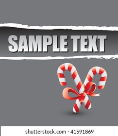 candy canes on gray ripped banner
