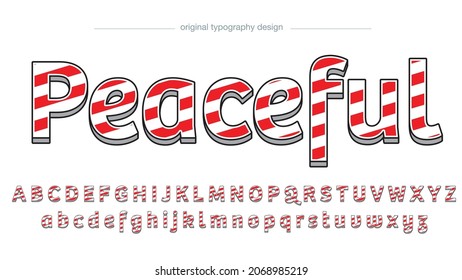 Candy canes pattern 3d isolated letters typography