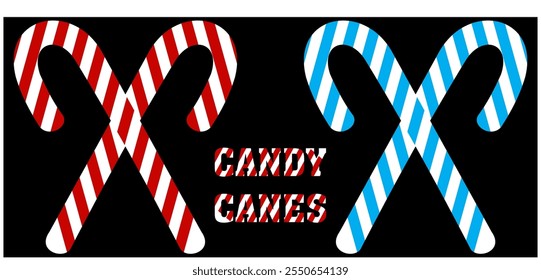 Candy Canes with red and white stripes isolated on Black background