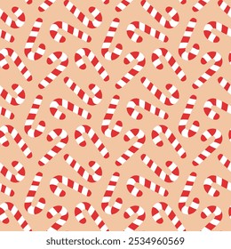 Candy canes seamless pattern. Christmas Winter design. Vector flat illustration.