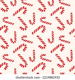 Candy Canes Seamless Pattern. Vector illustration.