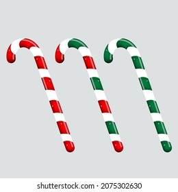 Candy Canes, set of Christmas sweets, vector illustration.