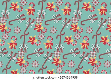  doces bengalas e ornamentos sutis Mix , Folhas Tropicais para cartões de Natal, têxteis e fundos digitais. papel de embrulho de férias e design de tecido.