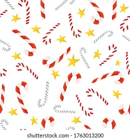 Candy canes vector seamless pattern. Christmas design.