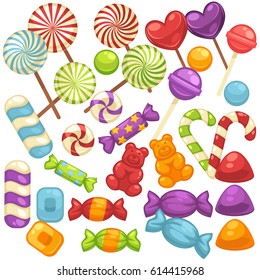 Lollipop Candies Set Flat Style Vector Stock Vector (Royalty Free ...