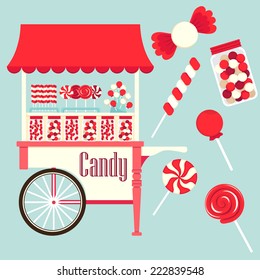 Candy Cart Vector.