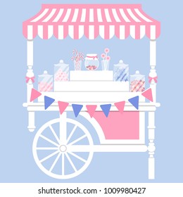 Candy cart vector illustration in flat style