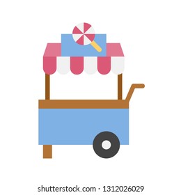 Candy cart vector illustration, Isolated flat design icon