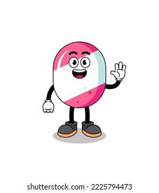 candy cartoon doing wave hand gesture , character design