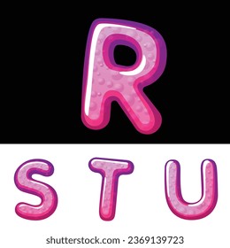 Candy cartoon font. Vector illustration letters set on the dark background