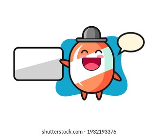 Candy cartoon illustration doing a presentation