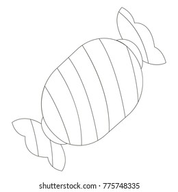 Candy cartoon. Outlined illustration with thin line black stroke
