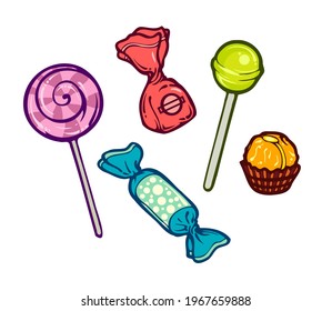candy cartoon set isolated on white background vector illustration can use for design