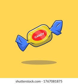 Candy Cartoon Vector Icon Illustration. Food Icon Concept Isolated Premium Vector. Flat Cartoon Style