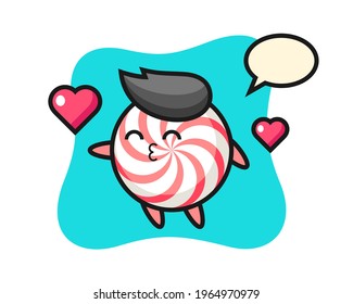 Candy character cartoon with kissing gesture, cute style design for t shirt, sticker, logo element