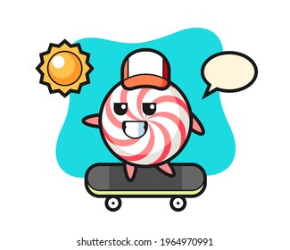 Candy character illustration ride a skateboard, cute style design for t shirt, sticker, logo element