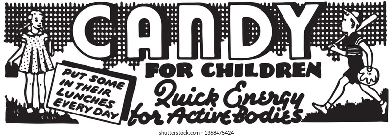 Candy For Children - Retro Ad Art Banner