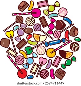 Candy and chocolate collection illustration