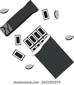 Doce, chocolate, pistache, chocolate.  Cor preto e branco e cinza.  Ilustração vetorial, icon.ETS10
