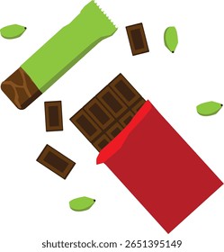 Doce, chocolate, pistache, chocolate. Ilustração vetorial, ícone ETS10