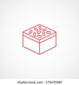 Candy Chocolate Red Line Icon On White Background