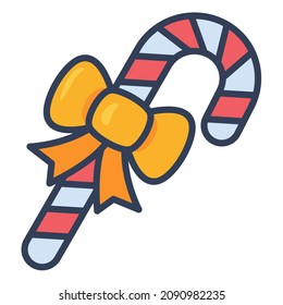 candy christmas decoration single isolated icon with filled line style
