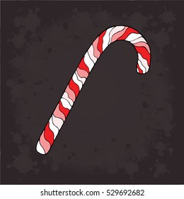 Candy Christmas hand drawn vector cartoon. Happy new year. Holiday illustration Xmas. Doodle style. Merry Christmas. Logo, print, stamp, patch, design, wallpaper, textile, paper, decor, art. Eps10.