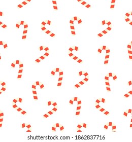 Candy Christmas seamless pattern. Sweet food symbol. Vector illustration isolated on white.