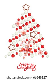 Candy christmas tree with greeting inscription