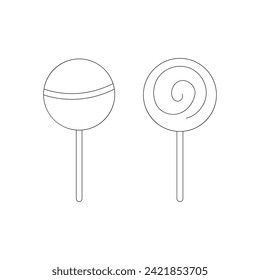 candy chupachups doodle line coloringcaramel lolipop sugar Vector illustration