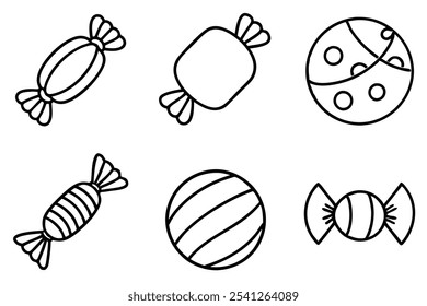 Candy Clipart Line Art Colorful Confectionary Illustrations