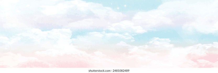 candy clouds with multicolor vector. Watercolor background.
