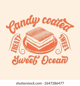 Candy coated cake dessert typography design