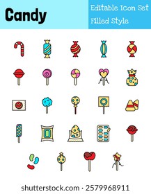 Candy Collection Icon Set Filled Style