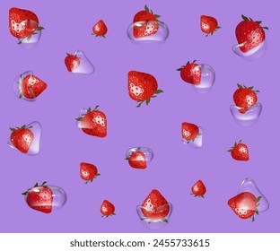 Candy color  background. Pink cream sunbeams with strawbberies design wallpaper. Colorful backgrounds for template, banner, poster, flyer. Sweet rotating cartoon swirl. Vector backdrop.