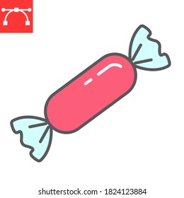Candy color line icon, dessert and deliciois, candy caramel sign vector graphics, editable stroke filled outline icon, eps 10