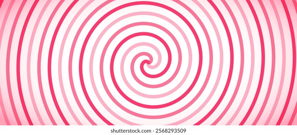 Candy color spiral background. Pink rotating swirl pattern wallpaper. Cute spinning line vortex for banner, poster, flyer, booklet. Sweet cartoon whipped cream concept. Vector ice cream backdrop