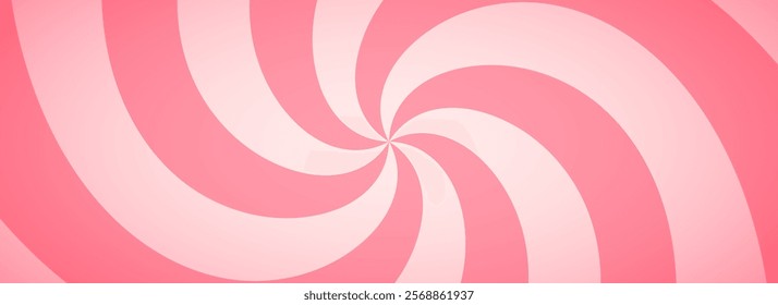 Candy color spiral background. Pink rotating swirl pattern wallpaper. Cute spinning line vortex for banner, poster, flyer, booklet. Sweet cartoon sunburst concept. Vector ice cream backdrop