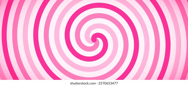 Candy color spiral background. Pink rotating swirl pattern wallpaper. Cute spinning vortex for banner, poster, flyer, booklet. Sweet cartoon whipped cream concept. Vector ice cream concept backdrop