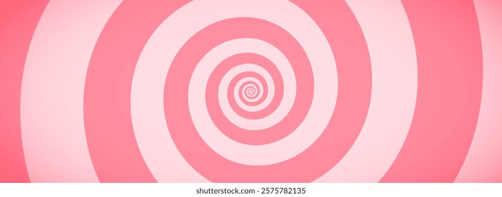 Candy color spiral pattern background. Creamy pink rotating swirl wallpaper. Sweet cartoon comic hypnotic concept. Spinning vortex for banner, poster, flyer, booklet. Vector ice cream backdrop