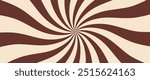 Candy color sunburst background. Abstract chocolate cream sunbeams design. Colorful spinning lines for template, banner, poster, flyer. Sweet rotating cartoon swirl or whirlpool. Vector backdrop.